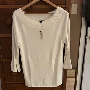 Talbots White Knit Off the Shoulder Blouse